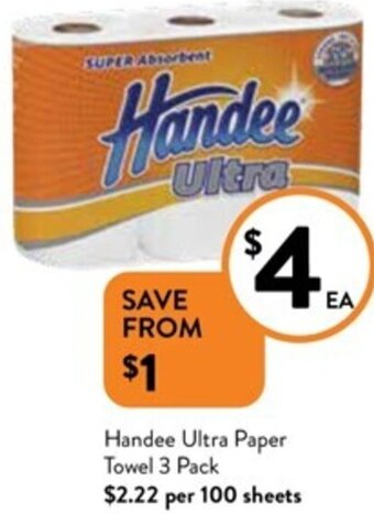 Foodworks Handee Ultra Paper Towel 3 Pack offer