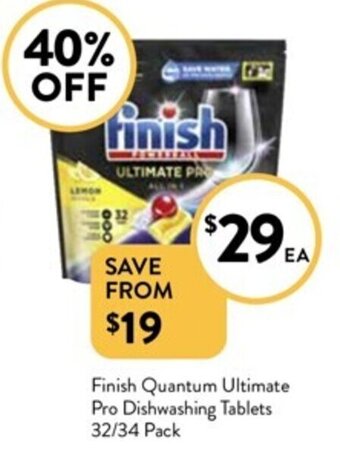 Foodworks Finish Quantum Ultimate Pro Dishwashing Tablets 32/34 Pack offer