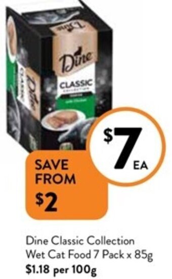 Foodworks Dine Classic Collection Wet Cat Food 7 Pack x 85g offer