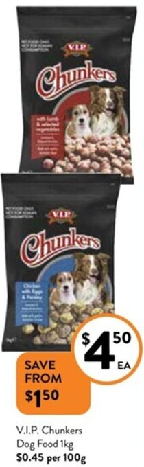 Foodworks V.I.P. Chunkers Dog Food 1kg offer