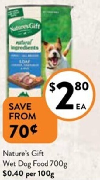 Foodworks Nature's Gift Wet Dog Food 700g offer