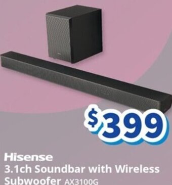 Bi-Rite Hisense 3.1ch Soundbar with Wireless Subwoofer AX3100G offer