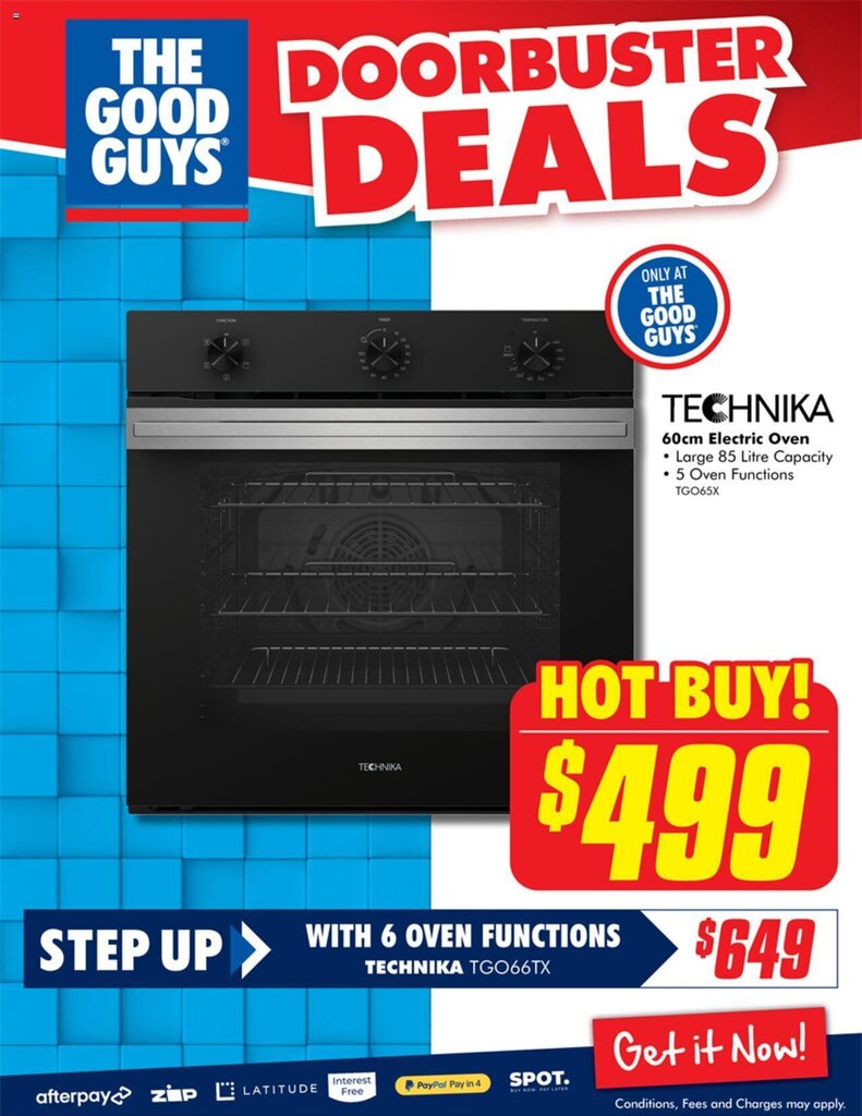 TECHNIKA 60cm Electric Oven • Large 85 Litre Capacity • 5 Oven Functions TGO65X offer at The