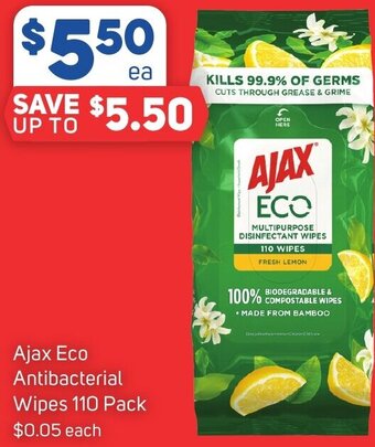 Ajax Eco Antibacterial Wipes 110 Pack