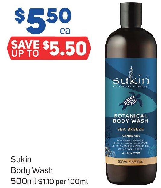 Sukin Body Wash 500ml offer at Foodland
