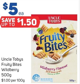 Foodland Uncle Tobys Fruity Bites Wildberry 500g offer