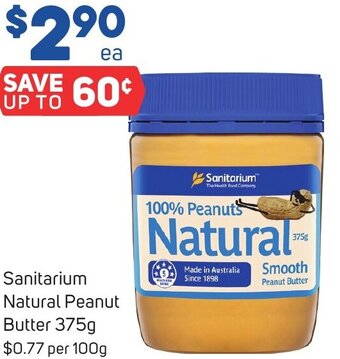 Foodland Sanitarium Natural Peanut Butter 375g offer