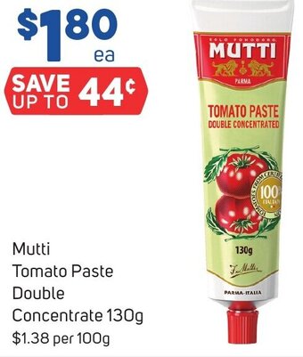 Foodland Mutti Tomato Paste Double Concentrate 130g offer