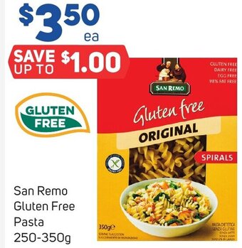 San Remo Gluten Free Pasta 250-350g
