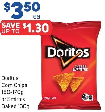 Foodland Doritos Corn Chips 150-170g or Smith's Baked 130g offer