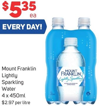 Foodland Mount Franklin Lightly Sparkling Water 4 x 450ml offer