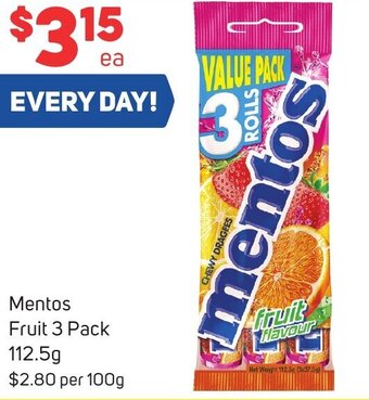 Foodland Mentos Fruit 3 Pack 112.5g offer