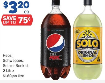 Foodland Pepsi, Schweppes, Solo or Sunkist 2 Litre offer