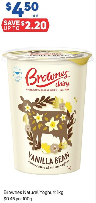 Foodland Brownes Natural Yoghurt 1kg offer