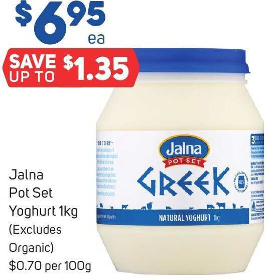 Jalna Pot Set Yoghurt 1kg offer at Foodland
