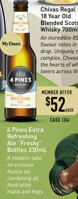 Dan Murphy's 4 Pines Extra Refreshing Ale "Freshy" Bottles 330mL offer