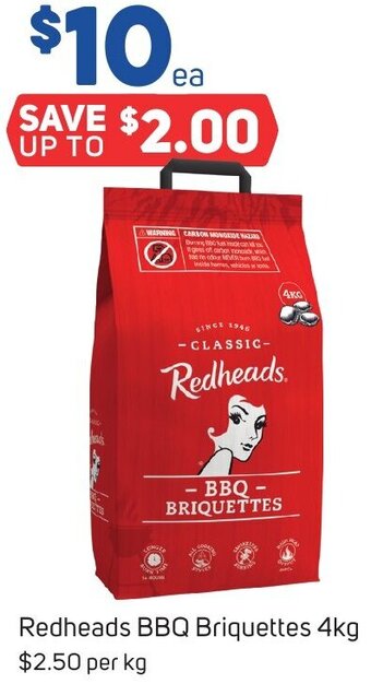 Foodland Redheads BBQ Briquettes 4kg offer