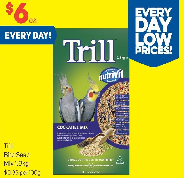 Trill Bird Seed Mix 1.8kg offer at Foodland