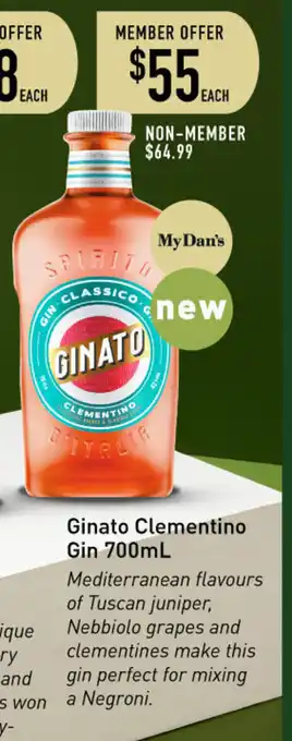 Dan Murphy's Ginato Clementino Gin 700mL offer