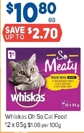 Foodland Whiskas Oh So Cat Food 12 x 85g offer