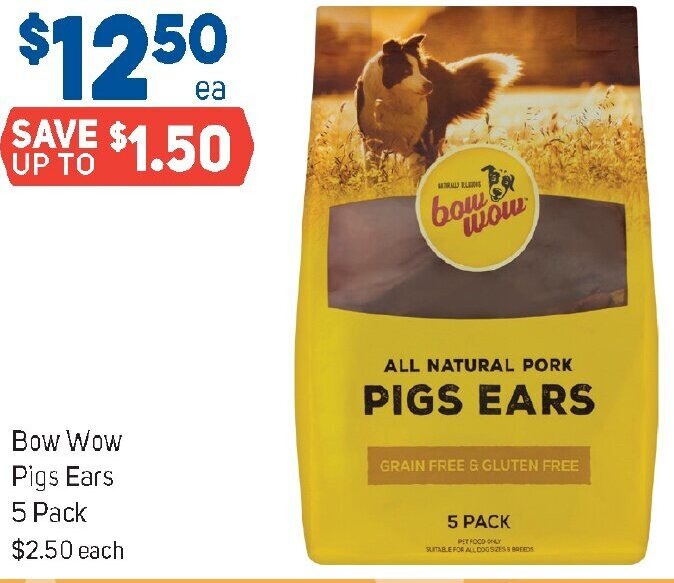 Bow Wow Pigs Ears 5 Pack offer at Foodland