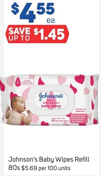 Foodland Johnson's Baby Wipes Refill 80s offer