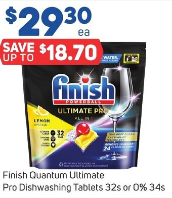 Foodland Finish Quantum Ultimate Pro Dishwashing Tablets 32s or 0% 34s offer
