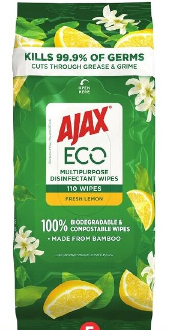 Foodland Ajax Eco Antibacterial Wipes 110 Pack offer