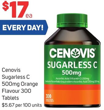 Foodland Cenovis Sugarless C 500mg Orange Flavour 300 Tablets offer