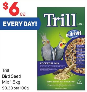 Foodland Trill Bird Seed Mix 1.8kg offer