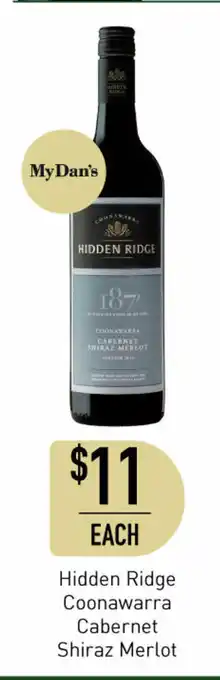 Dan Murphy's Hidden Ridge Coonawarra Cabernet Shiraz Merlot offer