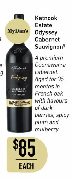Dan Murphy's Katnook Estate Odyssey Cabernet Sauvignon offer