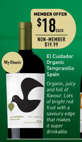 Dan Murphy's El Cuidador Organic Tempranillo Spain offer