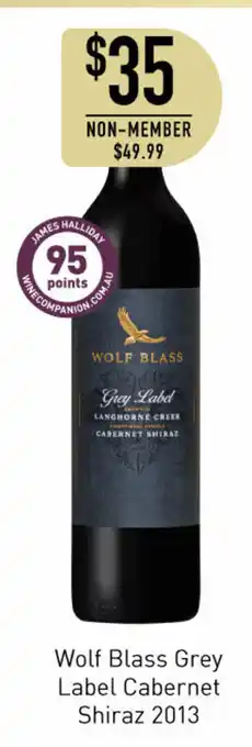 Dan Murphy's Wolf Blass Grey Label Cabernet Shiraz 2013 offer