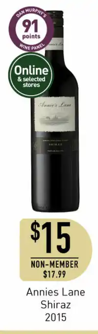 Dan Murphy's Annies Lane Shiraz 2015 offer