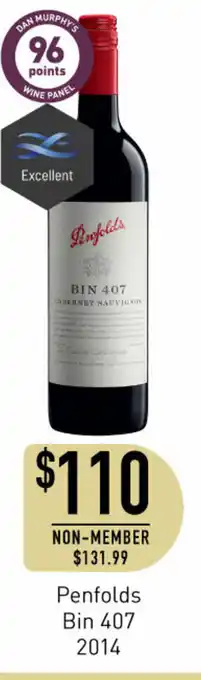 Dan Murphy's Penfolds Bin 407 2014 offer