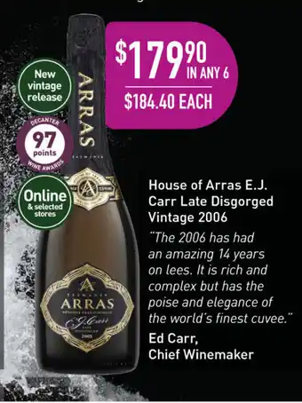 Dan Murphy's House of Arras E,J Carr Late Disgorged Vintage 2006 offer