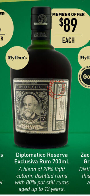 Dan Murphy's Diplomatico Reserva Exclusiva Rum 700mL offer