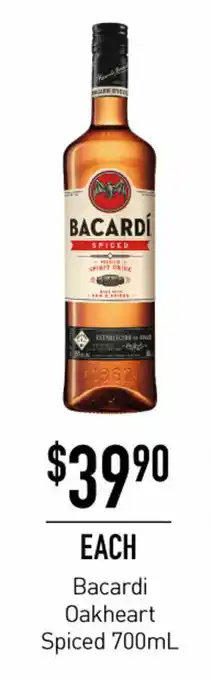 Dan Murphy's Bacardi Oakheart Spiced 700mL offer