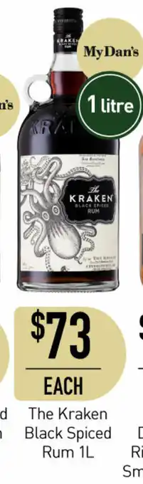 Dan Murphy's The Kraken Black Spiced Rum 1L offer