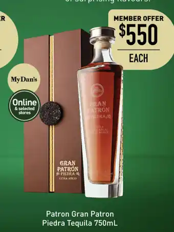 Dan Murphy's Patron Gran Patron Piedra Tequila 750mL offer
