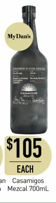 Dan Murphy's Casamigos Mezcal 700mL offer