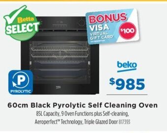 Betta 60cm Black Pyrolytic Self Cleaning Oven offer