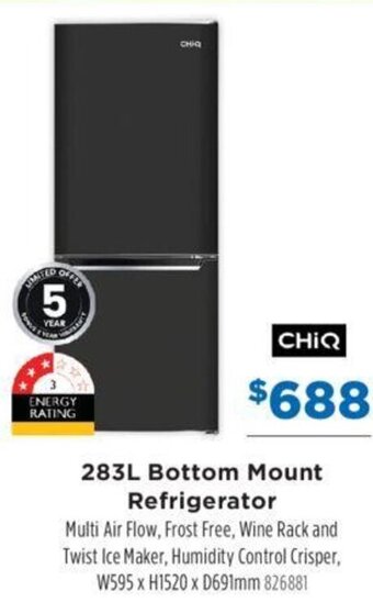 Betta 283L Bottom Mount Refrigerator offer