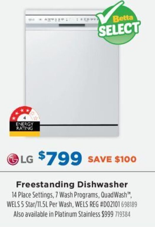 Freestanding Dishwasher offer at Betta