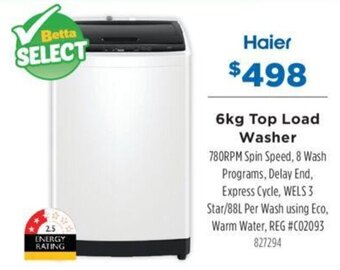Betta 6kg Top Load Washer offer