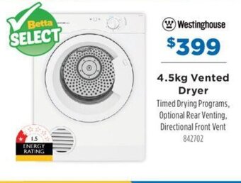 Betta 4.5kg Vented Dryer offer