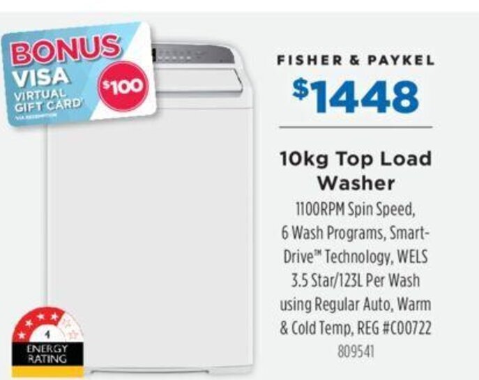 10kg Top Load Washer offer at Betta