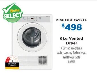 Betta 6kg Vented Dryer offer