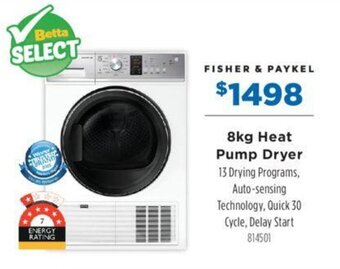 Betta 8kg Heat Pump Dryer offer